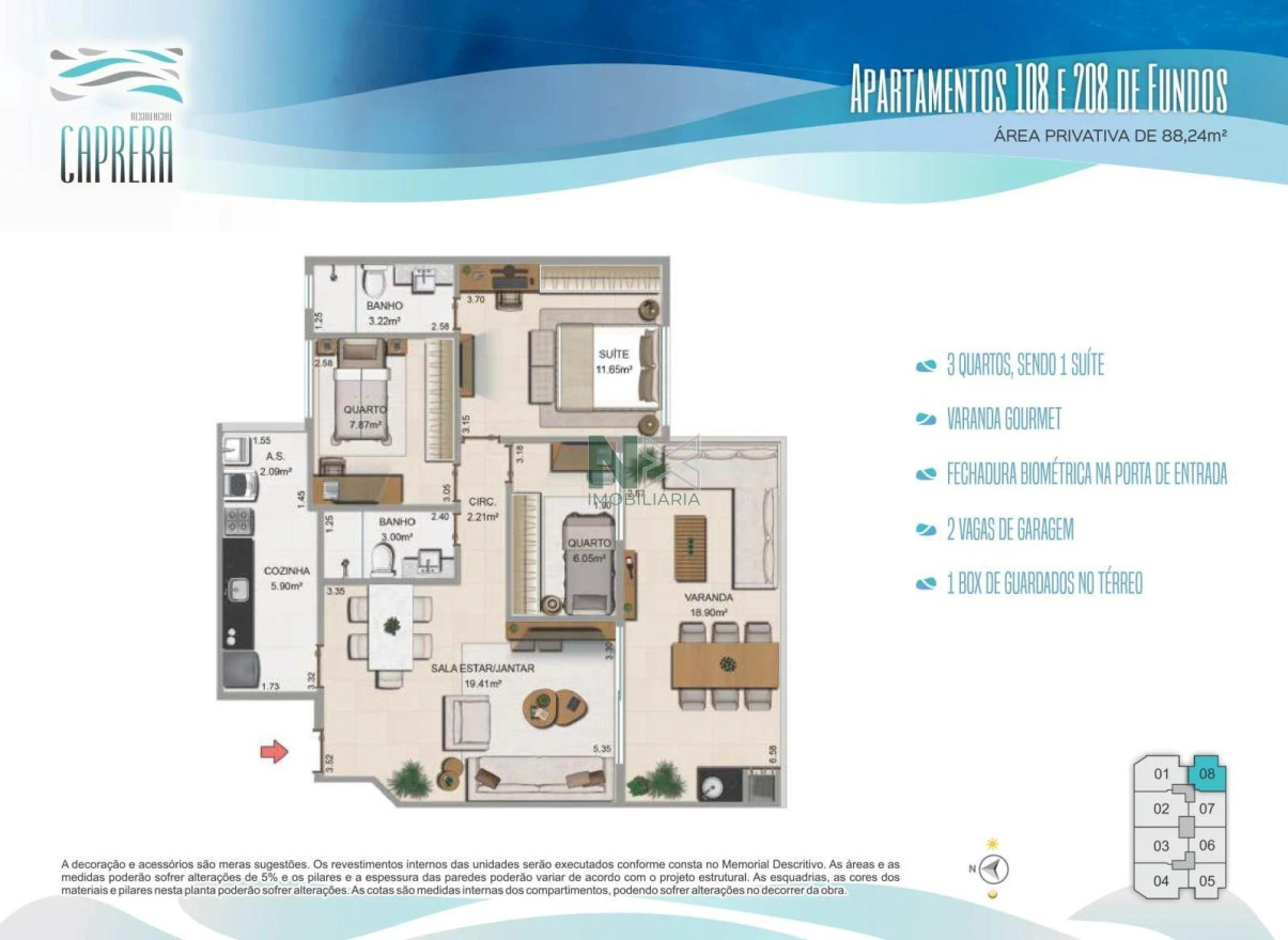 Apartamento 3 Quartos 88m² 