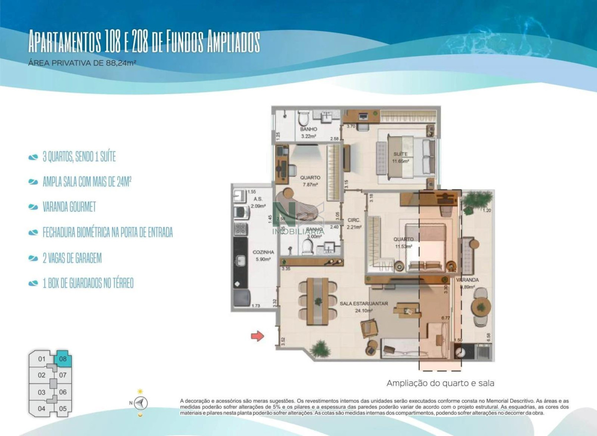 Apartamento 3 Quartos 88m² 