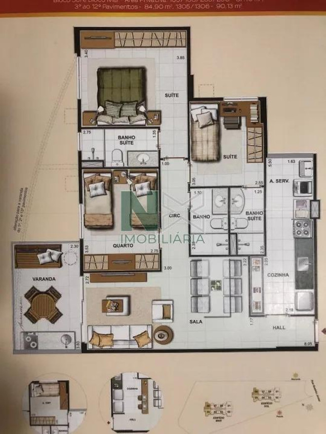Apartamento 3 Quartos 85m² 
