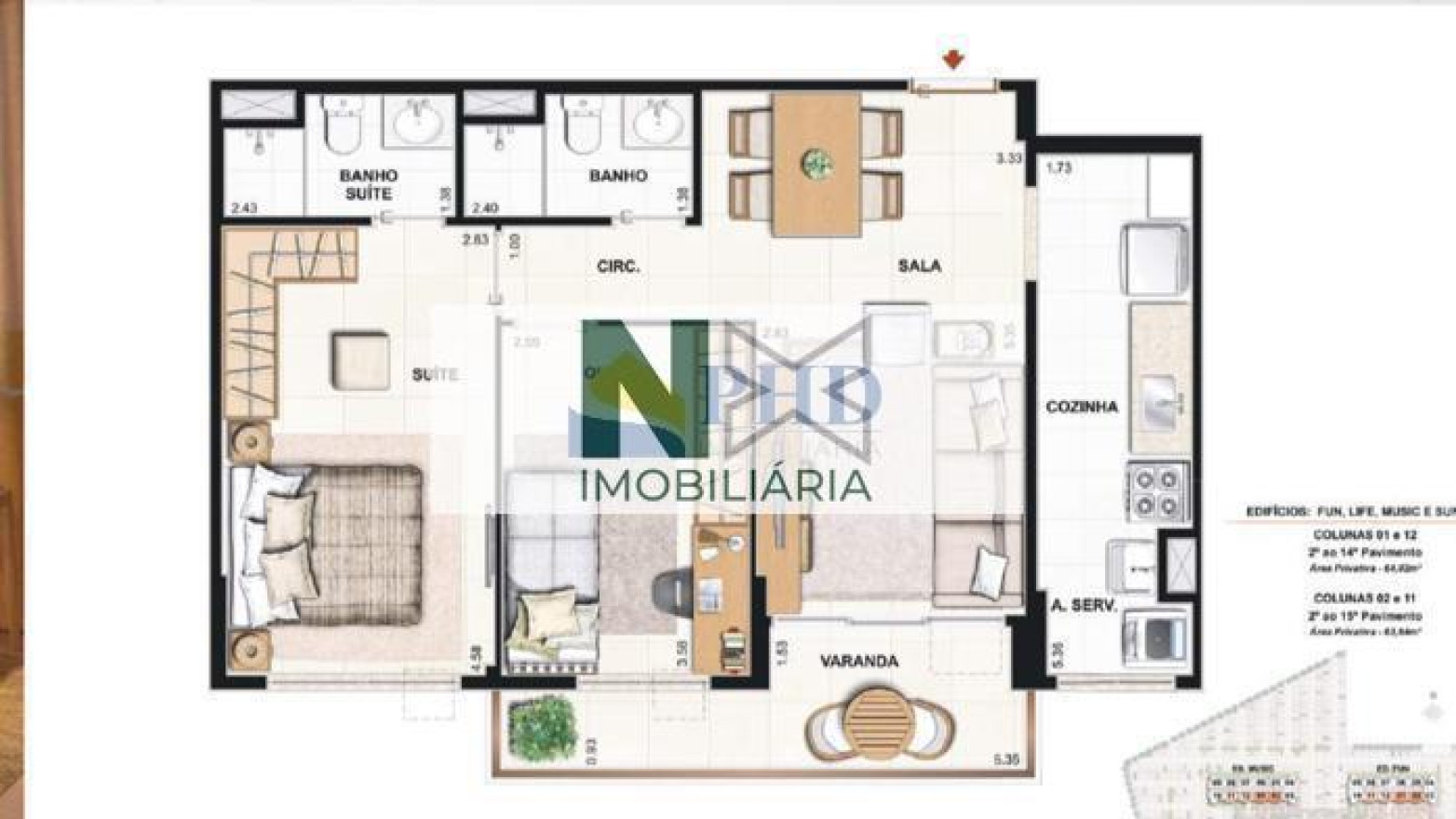 Apartamento 2 Quartos 66m² 