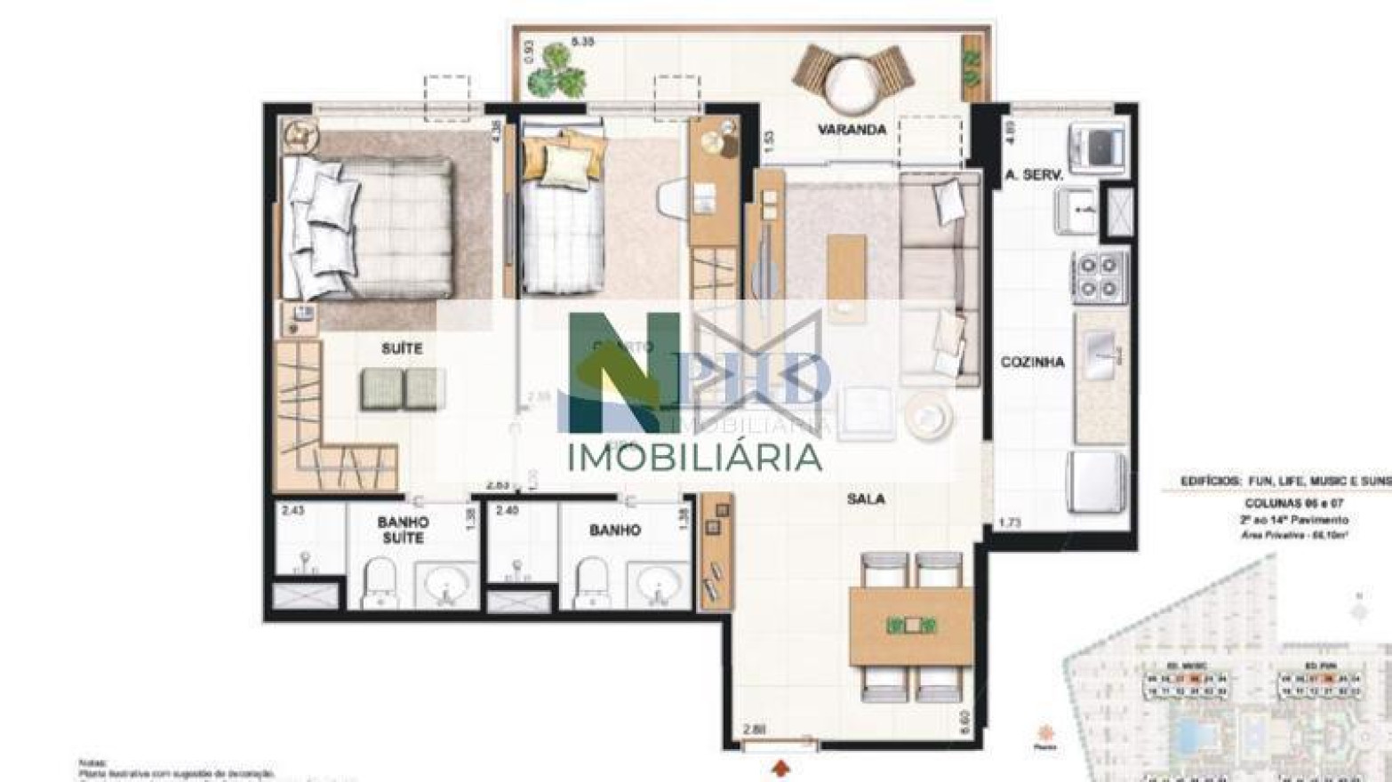 Apartamento 2 Quartos 66m² 